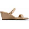 DREAM PAIRS Women Slides Wedge Sandals Braided Straps Square Open Toe Dress Casual Shoes(Nude)