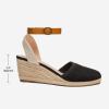 DREAM PAIRS Women’s Ankle Strap Closed Toe Espadrille Wedge Heels Sandals(Black)