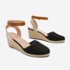 DREAM PAIRS Women’s Ankle Strap Closed Toe Espadrille Wedge Heels Sandals(Black)
