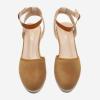 DREAM PAIRS Women’s Ankle Strap Closed Toe Espadrille Wedge Heels Sandals(Camel)
