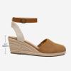 DREAM PAIRS Women’s Ankle Strap Closed Toe Espadrille Wedge Heels Sandals(Camel)