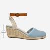 DREAM PAIRS Women’s Ankle Strap Closed Toe Espadrille Wedge Heels Sandals(Light/Blue)