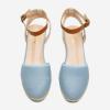 DREAM PAIRS Women’s Ankle Strap Closed Toe Espadrille Wedge Heels Sandals(Light/Blue)