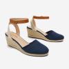 DREAM PAIRS Women’s Ankle Strap Closed Toe Espadrille Wedge Heels Sandals(Navy)