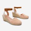 DREAM PAIRS Women’s Ankle Strap Closed Toe Espadrille Wedge Heels Sandals(Nude)