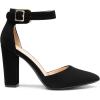 DREAM PAIRS Women’s Chunky High Heels Dress Pumps Closed Pointed Toe Block Ankle Strap Shoes for Wedding Party(Black-nubuck)