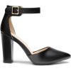 DREAM PAIRS Women’s Chunky High Heels Dress Pumps Closed Pointed Toe Block Ankle Strap Shoes for Wedding Party(Black-pu)
