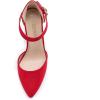 DREAM PAIRS Women’s Chunky High Heels Dress Pumps Closed Pointed Toe Block Ankle Strap Shoes for Wedding Party(Red)