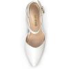 DREAM PAIRS Women’s Chunky High Heels Dress Pumps Closed Pointed Toe Block Ankle Strap Shoes for Wedding Party(White-pu)