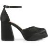 DREAM PAIRS Women’s Chunky Platform High Heels Closed Toe Block Ankle Strap Dress Wedding Party Pumps Shoes(Black-satin)