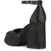 DREAM PAIRS Women’s Chunky Platform High Heels Closed Toe Block Ankle Strap Dress Wedding Party Pumps Shoes(Black-satin)