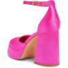 DREAM PAIRS Women’s Chunky Platform High Heels Closed Toe Block Ankle Strap Dress Wedding Party Pumps Shoes(Hot Pink-satin)