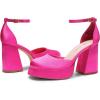 DREAM PAIRS Women’s Chunky Platform High Heels Closed Toe Block Ankle Strap Dress Wedding Party Pumps Shoes(Hot Pink-satin)