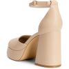 DREAM PAIRS Women’s Chunky Platform High Heels Closed Toe Block Ankle Strap Dress Wedding Party Pumps Shoes(Nude-pu)