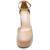 DREAM PAIRS Women’s Chunky Platform High Heels Closed Toe Block Ankle Strap Dress Wedding Party Pumps Shoes(Nude-pu)