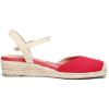 DREAM PAIRS Women’s Closed Toe Elastic Ankle Strap Espadrilles Wedge Sandals(Red)