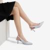 DREAM PAIRS Women’s Closed Toe Kitten Heels Pointed Toe Slingback Low Heels Dress Bridal Wedding Pumps Shoes(Silver-glitter)