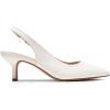 DREAM PAIRS Women’s Closed Toe Kitten Heels Pointed Toe Slingback Low Heels Dress Bridal Wedding Pumps Shoes(White-pu)