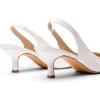 DREAM PAIRS Women’s Closed Toe Kitten Heels Pointed Toe Slingback Low Heels Dress Bridal Wedding Pumps Shoes(White-pu)