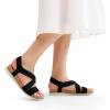 DREAM PAIRS Women’s Comfortable Low Wedge Sandals, Open Toe Slip On Strappy Flat Sandals with Elastic Ankle Strap(Black-suede)