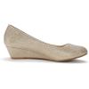 DREAM PAIRS Women’s Debbie Mid Wedge Heel Pump Shoes(Gold/Glitter)