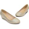 DREAM PAIRS Women’s Debbie Mid Wedge Heel Pump Shoes(Gold/Glitter)