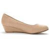 DREAM PAIRS Women’s Debbie Mid Wedge Heel Pump Shoes(Nude Suede)