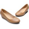 DREAM PAIRS Women’s Debbie Mid Wedge Heel Pump Shoes(Nude/Pu)