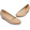 DREAM PAIRS Women’s Debbie Mid Wedge Heel Pump Shoes(Nude/Suede)