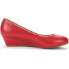 DREAM PAIRS Women’s Debbie Mid Wedge Heel Pump Shoes(Red/Pu)