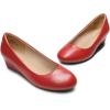 DREAM PAIRS Women’s Debbie Mid Wedge Heel Pump Shoes(Red/Pu)