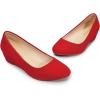 DREAM PAIRS Women’s Debbie Mid Wedge Heel Pump Shoes(Red/Suede)
