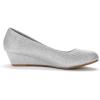 DREAM PAIRS Women’s Debbie Mid Wedge Heel Pump Shoes(Silver/Glitter)