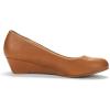 DREAM PAIRS Women’s Debbie Mid Wedge Heel Pump Shoes(Tan/Pu)