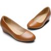 DREAM PAIRS Women’s Debbie Mid Wedge Heel Pump Shoes(Tan/Pu)