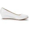 DREAM PAIRS Women’s Debbie Mid Wedge Heel Pump Shoes(White/Pu)