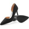 DREAM PAIRS Women’s Dress High Heels Pumps Closed Pointed Toe Stiletto D’Orsay Shoes for Wedding Party(Black-suede)