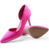 DREAM PAIRS Women’s Dress High Heels Pumps Closed Pointed Toe Stiletto D’Orsay Shoes for Wedding Party(Hot Pink-satin)