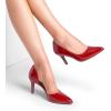 DREAM PAIRS Women’s Dress High Heels Pumps Closed Pointed Toe Stiletto D’Orsay Shoes for Wedding Party(Red-pat)