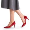 DREAM PAIRS Women’s Dress High Heels Pumps Closed Pointed Toe Stiletto D’Orsay Shoes for Wedding Party(Red-pat)