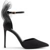 DREAM PAIRS Women’s High Heels Strappy Closed Toe Stiletto Pointed Toe Mesh Bows Ankle Strap D’Orsay Sexy Dress Wedding Party Pumps Shoes(Black)