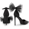 DREAM PAIRS Women’s High Heels Strappy Closed Toe Stiletto Pointed Toe Mesh Bows Ankle Strap D’Orsay Sexy Dress Wedding Party Pumps Shoes(Black)