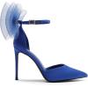 DREAM PAIRS Women’s High Heels Strappy Closed Toe Stiletto Pointed Toe Mesh Bows Ankle Strap D’Orsay Sexy Dress Wedding Party Pumps Shoes(Blue)