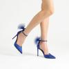 DREAM PAIRS Women’s High Heels Strappy Closed Toe Stiletto Pointed Toe Mesh Bows Ankle Strap D’Orsay Sexy Dress Wedding Party Pumps Shoes(Blue)