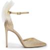 DREAM PAIRS Women’s High Heels Strappy Closed Toe Stiletto Pointed Toe Mesh Bows Ankle Strap D’Orsay Sexy Dress Wedding Party Pumps Shoes(Gold-glitter)