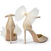 DREAM PAIRS Women’s High Heels Strappy Closed Toe Stiletto Pointed Toe Mesh Bows Ankle Strap D’Orsay Sexy Dress Wedding Party Pumps Shoes(Gold-glitter)