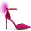 DREAM PAIRS Women’s High Heels Strappy Closed Toe Stiletto Pointed Toe Mesh Bows Ankle Strap D’Orsay Sexy Dress Wedding Party Pumps Shoes(Hot Pink)