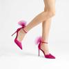 DREAM PAIRS Women’s High Heels Strappy Closed Toe Stiletto Pointed Toe Mesh Bows Ankle Strap D’Orsay Sexy Dress Wedding Party Pumps Shoes(Hot Pink)
