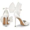 DREAM PAIRS Women’s High Heels Strappy Closed Toe Stiletto Pointed Toe Mesh Bows Ankle Strap D’Orsay Sexy Dress Wedding Party Pumps Shoes(White)