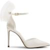 DREAM PAIRS Women’s High Heels Strappy Closed Toe Stiletto Pointed Toe Mesh Bows Ankle Strap D’Orsay Sexy Dress Wedding Party Pumps Shoes(White)
